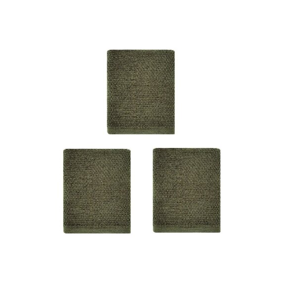 3 new Wild Sage Savannah Quick Dry 90% Cotton 13"x13" WASHCLOTHS in DARK GREEN - Picture 1 of 5